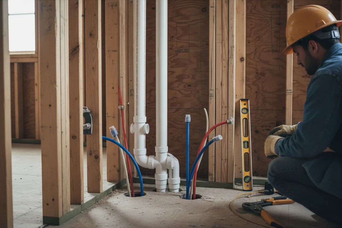 Drain and supply rough-in during Sump Pump Repair in Gilmer