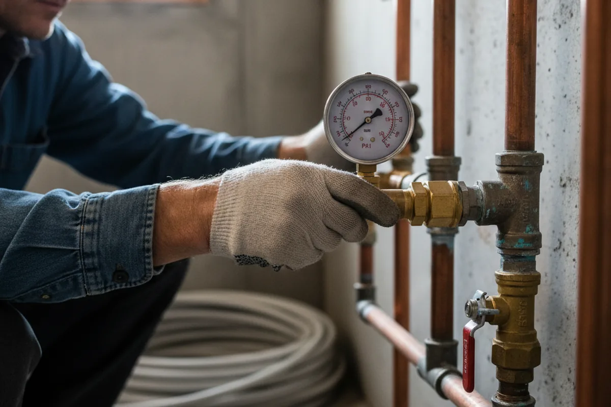 Pressure testing a repaired line during Water Line Repair in Gilmer